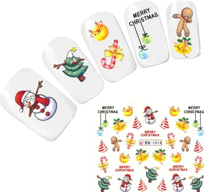 Produktbild von Tattoo Nail Art Nikolaus Weihnachten Schneemann Dab Aufkleber Nagel Sticker