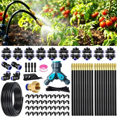 Produktbild von Tropfbewässerungsset Gartenbewässerung Tropfsystem - 20 m Schlauch 8 mm - 20 Sprüher - Y-Verteiler mit 2 Ausgängen