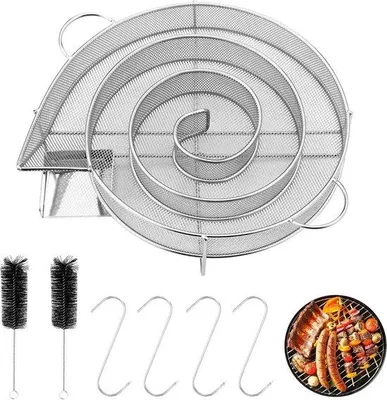 Produktbild von Kaltrauchgenerator - Edelstahl - Rundrauchschlauch - inklusive Fleischhaken und Reinigungsbürsten - ShopFlot