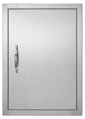 Productafbeelding van VEVOR grilldeur, 457 x 610 mm, losse buitendeur voor keuken, roestvrijstalen deur met vlakke montage, verticale wanddeur met handgreep, geschikt voor grill-eiland, grillstation, buitenkast
