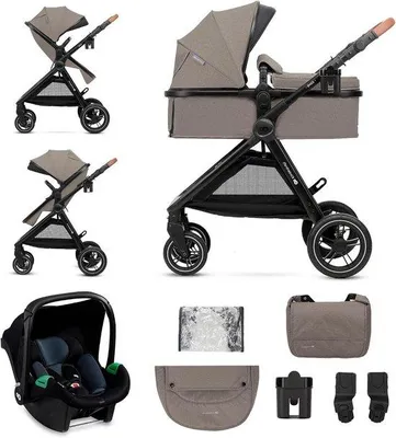 Productafbeelding van 3-in-1 Kinderwagen - Babybuggy Reiswieg - Baby Vervoeren - Inclusief Autostoel - Tot 25 kg - Beige