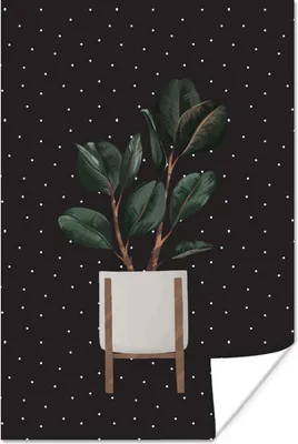 Produktbild von MuchoWow® Poster Pflanzen - Blumentopf - Dots - Schwarz 40x60 cm - Plakate für die Wand - Poster Babyzimmer