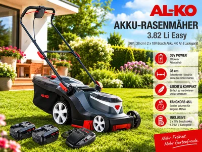 Produktbild von AL-KO Akku-Rasenmäher 3.22 Li Easy, 36V 32 cm, 2 x 18V Bosch Akku 2,5 Ah, 2 x Ladegerät
