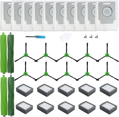 Produktbild von Ersatzteile Zubehör Kompatibel für iRobot Roomba I Serie i1+ i2+ i3+ i4+ i5+ i6+ i7+ i8+, J serie j5+ j6+ j8+ j9+ (2 Satz Gummibürsten, 10 Filter, 10 Seitenbürsten, 10 Staubbeutel)