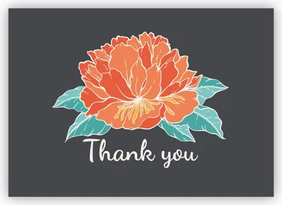 Produktbild von Elegante englische Blumen Dankeskarte mit Hibiskusblüte, edles grau: Thank you