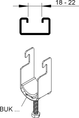 Produktbild von Kleinhuis Kabelschelle, E0, PVC-Wanne, Ø34-38mm, für C-Profil, Schlitzweite 18-22 mm, 1 Stk.