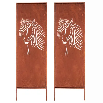 Zdjęcie produktu dla PANEL OGRODOWY DEKORACYJNY KOŃ 160 X 50 CM RDZAWY BRAMA PŁOT OSŁONA TARASU - zestaw 2 sztuk