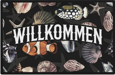 Produktbild von Trendation - Willkommen Fußmatte Grafik Schmutzfangmatte Geschenk Außen Innenbereich 60x40 cm Waschbar Türmatte Fische