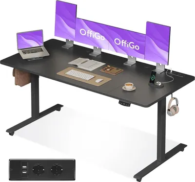 Obrázek produktu pro Výškově nastavitelný stůl OffiGo 180 cm s USB Černá