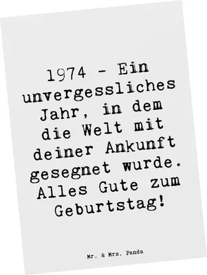 Produktbild von Mr. & Mrs. Panda Postkarte Spruch 1974 Geburtstag - Weiß - Geschenk, Jahrgang, Happy Birthday, Ansichtskarten, alles Gute zum, Glückwunsch, Ansichtskarte, Alter