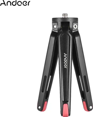 Produktbild von Andoer Mini Handheld Reise Desktop Stativ Kamerastaender Halter Aluminiumlegierung 11 Pfund Tragfaehigkeit fuer DSLR Smartphone Action Sportkamera