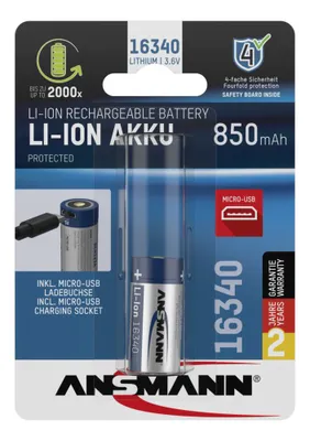 Obrázok produktu pre Ansmann 1300-0017, Nabíjateľná batéria, Lithium-ion (Li-ion), 3,6 V, 1 kusov, 850 mAh, 3,06 Wh