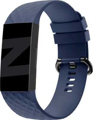 Produktbild von Bandz Silikonarmband 'Classic' passend für Fitbit Charge 3 - Dunkelblaues Silikonarmband - Größe L