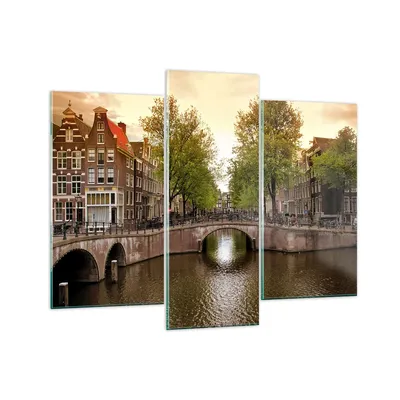 Produktbild von Bilder auf glas - Kanal Wasser Amsterdam Fahrrad - 130x100cm - Glasbilder - Wandbilder - Kunstdruck - zum Aufhängen bereit - Wanddekoration aus Glas - Glas Bilder - Wandbild auf Glas - GCB130x100-2697