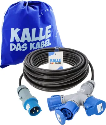 Produktbild von Kalle Verlängerungskabel CEE 230V 16A 1,5mm² 3-Fach Kupplung IP44 25 Meter