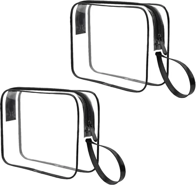Produktbild von Kulturtasche 20x15x6 cm, 2 Stück, transparent, wasserdicht PVC, mit Reißverschluss, für Kosmetik