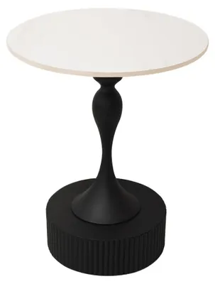 Runder Beistelltisch, Metall & Marmor, 45x45x55 cm, schwarz