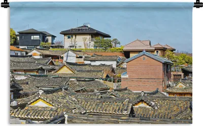 Produktbild von MuchoWow® Wandteppich Wandbehang Bukchon Hanok in Hannover 120x80 cm Tapisserie Dekoration Wandtuch - Wanddekorationen - Wandtücher