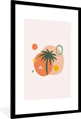 Produktbild von MuchoWow® Gerahmtes Poster Sommer - Design - Palme 60x90 cm - Poster mit Schwarzem Bilderrahmen Wandposter Rahmen Foto Bilder - Dekoration - Wandposter Wohnzimmer - Hochwertig