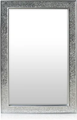 Produktbild von Glamour by Casa Chic - Mosaik Glitter Effekt Finish Wandspiegel - Silber - 90 x 60 cm