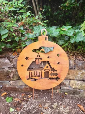 Produktbild von Edelrost Christbaumkugel Haus zum Stecken
