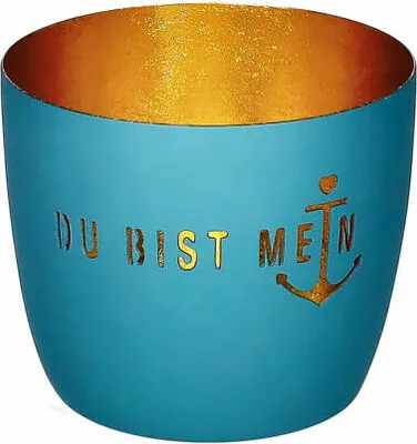Obrázok produktu pre Darčeková spoločnosť Lucerna Madras M, You are my anchor, držiak na čajovú sviečku, svietnik, železo, prášková modrá / zlatá, V 8,5 cm, 1210504063