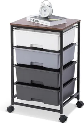Imagen del producto de Carrito con 4 cajones, carro de almacenamiento, carro multiusos