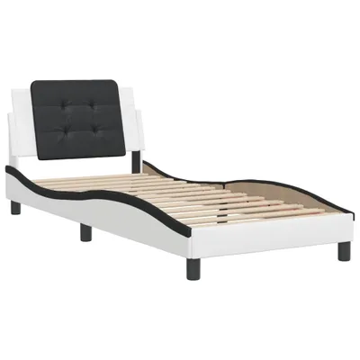 Produktbild von Bettgestell ohne Matratze "Zadar" Weiß und Schwarz 90x200 cm Kunstleder