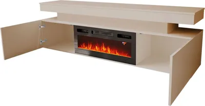 Obrázok produktu pre TV stolík s elektrickým krbom HYDA - pieskový béžový + LED osvetlenie ZDARMA