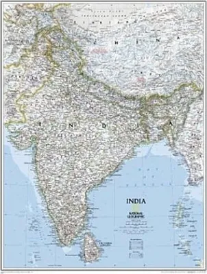 Obrázek produktu pro National Geographic India Wall Map - Classic (23.5 X 30.25 In)