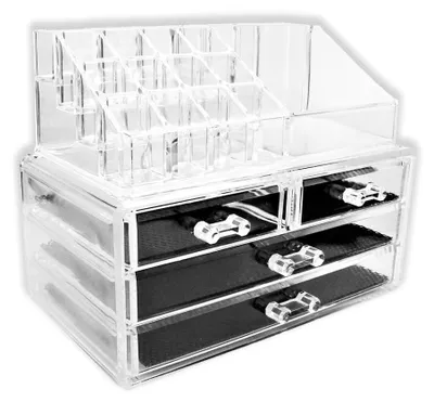 Obrázek produktu pro Průhledný kosmetický organizér se zásuvkami na make-up