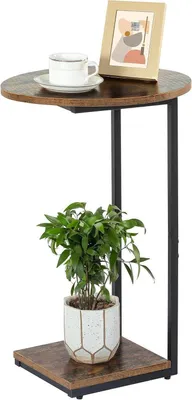 Immagine prodotto di Tavolino a C vintage marrone nero 40x30x60cm