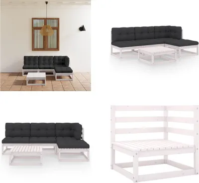 Produktbild von vidaXL 5 tlg. Garten Lounge Set mit Kissen Kiefer Massivholz - Gartenmöbel-Set - Gartenmöbel-Sets - Gartengarnitur - Gartengarnituren
