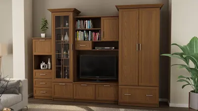 Produktbild von Meblast | Milo Wohnwand; Kirschbaum Porto - Premium Beschläge | Möbel, Retro, Stil TV-Möbel, Große Anbauwand, Schrankwand, Wohnzimmer-Set, Sonoma Eiche
