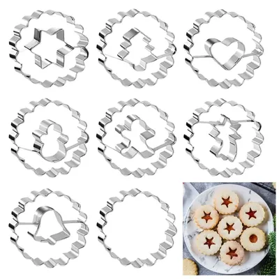 Image de Set d'emporte-pièces pour biscuits de Noël Linzer, 8 pièces, emporte-pièces Linzer, emporte-pièces pour biscuits de Noël, emporte-pièces Linzer, emporte-pièces pour biscuits