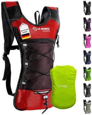 Produktbild von SASMO® Laufrucksack 6L (Rot) mit Thermofach | Lauf Rucksack - Ultraleicht 300g | Laufrucksack Damen & Herren | Running Backpack inklusive Regenschutz & Reflektoren
