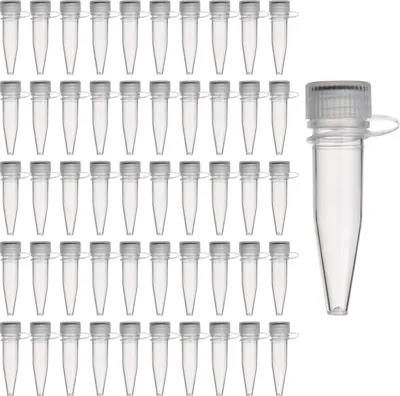Produktbild von 50 Stück 1.5 ml Reagenzglas Kunststoff Zentrifugenröhrchen mit Schraubverschluss, Kunststoff Kryoröhrchen, Fläschchen Labor Gefrierröhrchen, Probenröhrchen, Klare Probe Vorratsbehälter für Labor