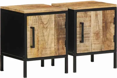Productafbeelding van Nachtkastje 2 st Bruin en zwart 30 x 30 x 40 cm