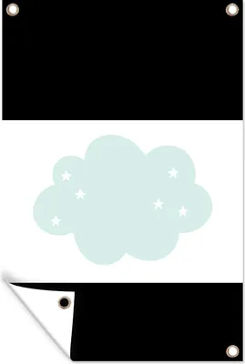 Produktbild von MuchoWow® 120x80 cm Outdoor-Poster Gartendeko Sichtschutz Garten Poster für den Garten  Wolke - Sterne - Pastell - Kinder - Baby