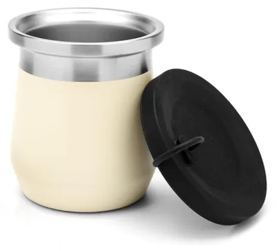 Yerba Mate Becher 270 ml, Edelstahl, isoliert, beige