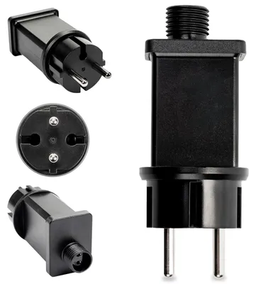 Obrázek produktu pro Napájecí adaptér LUMILED 24 V–230 V, výkon 18 W, pro světelné řetězy – odolný proti povětrnostním vlivům (IP44), síťový adaptér pro vánoční osvětlení a vánoční dekorace na balkon, do zahrady a na terasu, kompatibilní se solárními světly