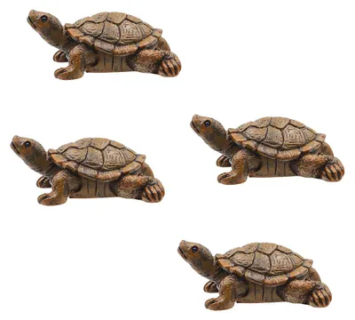 Schildpadfiguren aus Harz, 4 Stück, 7 cm, wetterfest