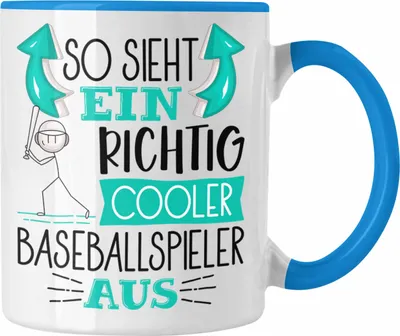 Produktbild von Trendation - So Sieht Ein Richtig Cooler Baseballspieler Aus Geschenk Tasse Lustiger Spruch Geschenkidee (Blau)
