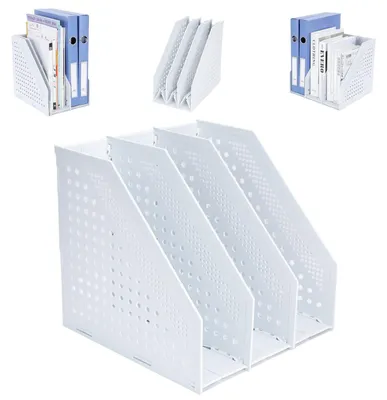 Immagine prodotto di Organizer da scrivania portadocumenti A4 - Verticale - 3 scomparti - Grigio chiaro - Pieghevole