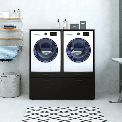 Immagine prodotto di Roomart SERIE 2: mobile doppio per lavatrice, larghezza 134 cm, nero-rovere