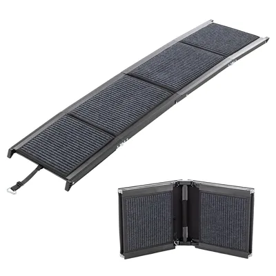 Produktbild von Hunderampe Klappbar 180 cm Hundetreppe Auto Faltbare Kunststoff Hundeautorampe Hunde Auffahrrampe Kofferraum Einstiegshilfe Haustiertreppe bis 110KG