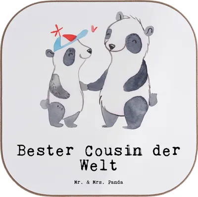 Produktbild von Mr. & Mrs. Panda Tassenuntersetzer Panda Bester Cousin der Welt - Weiß - Geschenk, Familie, Geschenkidee, gläseruntersetzer, Getränkeuntersetzer, Cousine, Coaster, Vetter