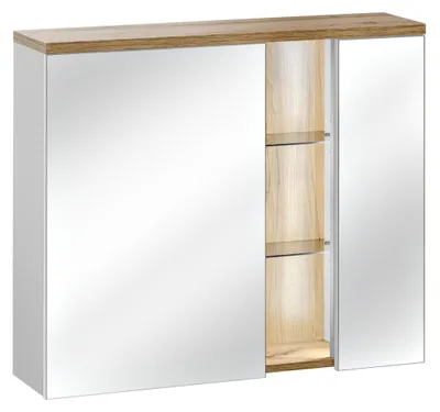 Zdjęcie produktu dla Szafka z lustrem Szafka wisząca Szafka łazienkowa z lustrem 80 cm Oświetlenie LED
