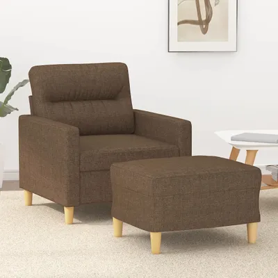 Imagen del producto de Maison Exclusive: Sillón con reposapiés, color marrón, 60 cm, tapizado en tela