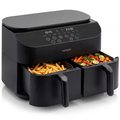 Productafbeelding van Seeger TwoFry, heteluchtfriteuse, 10 liter, 40 °C, 230 °C, Dubbel, Zwart